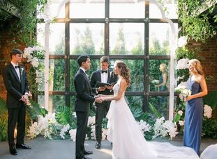 New Yorkers Annie and Arjun wanted a crisp, modern wedding that was in line with their style while also honoring Arjun's Indian heritage. The result w