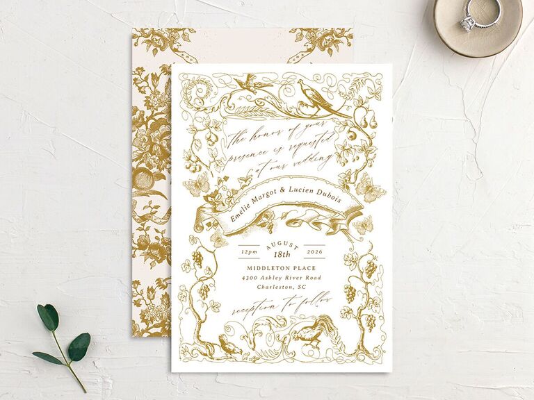 Regencycore wedding invitation design budget friendly 