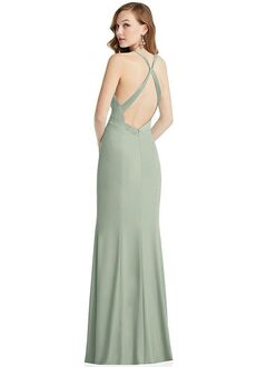 Dessy Group High-Neck Halter Dress with Twist Criss Cross Back - 6848 Halter Bridesmaid Dress