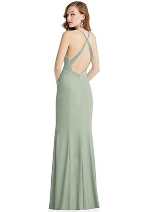 Dessy Group High-Neck Halter Dress with Twist Criss Cross Back - 6848 Halter Bridesmaid Dress