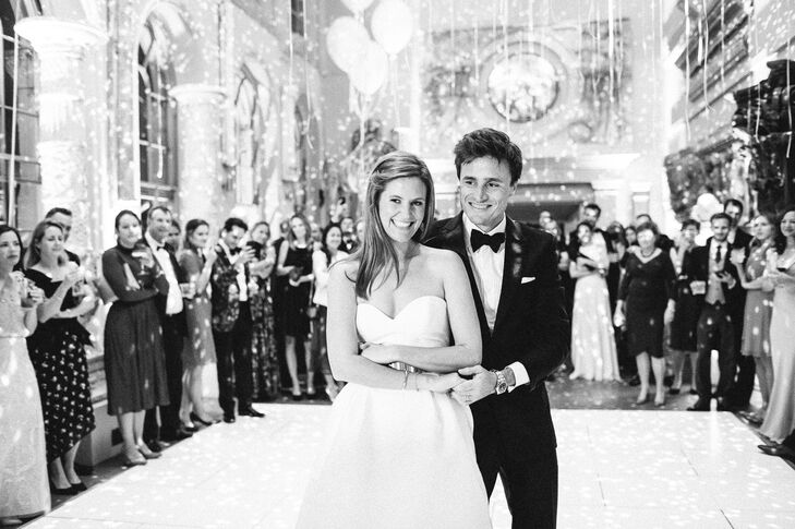 Strapless A-Line Reception Gown and Classic Tuxedo