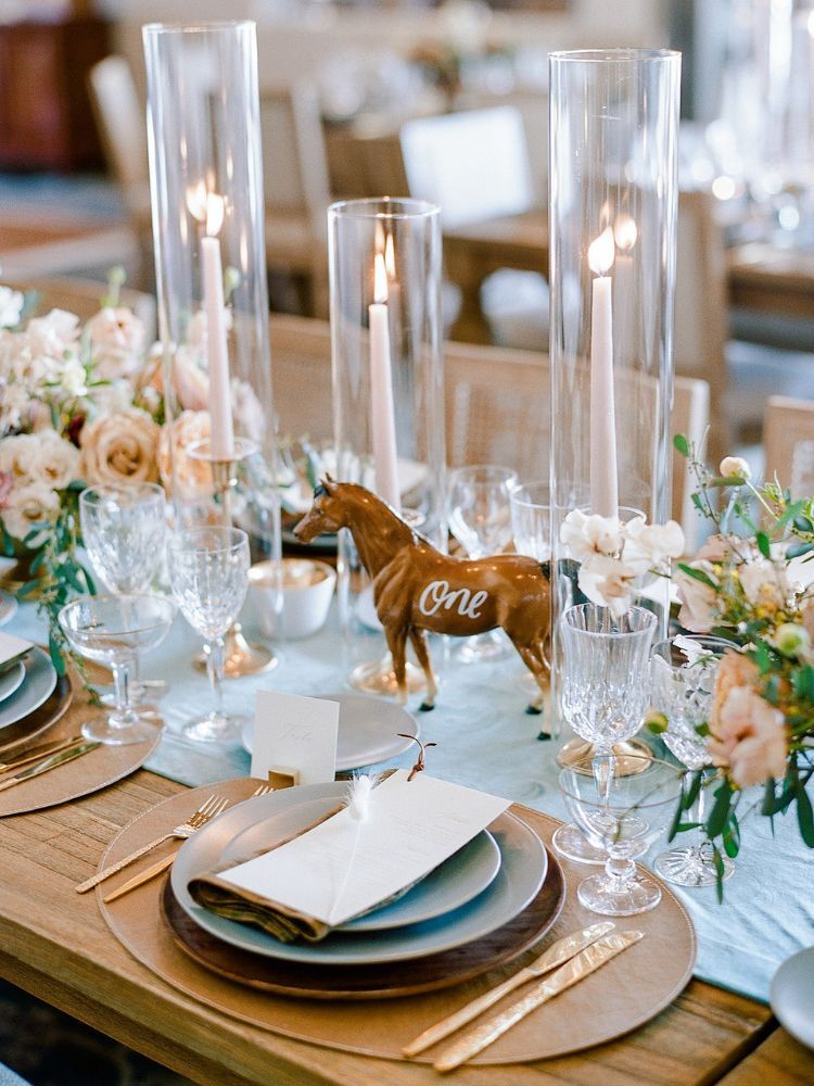 rustic place setting with horse table number