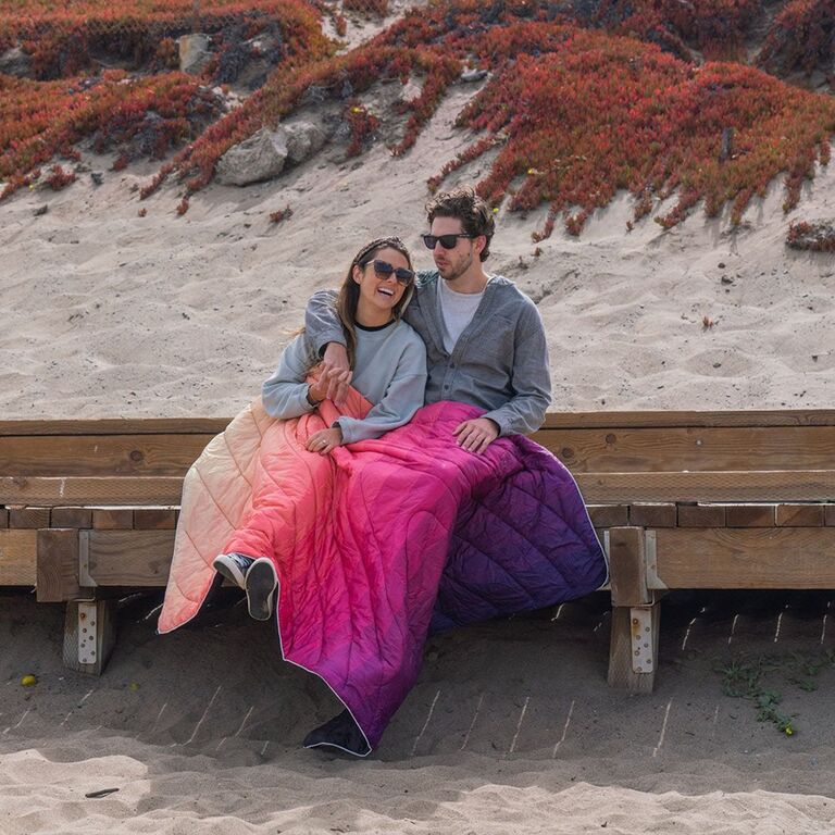 Quilted outdoor blanket gift idea for wedding registry. 