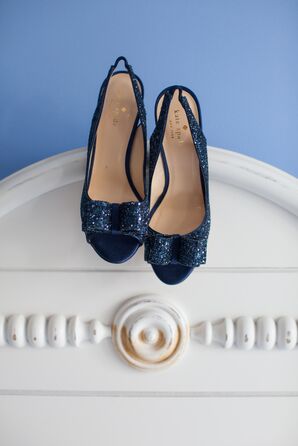 Glittery Navy Kate Space Wedding Shoes with Bows