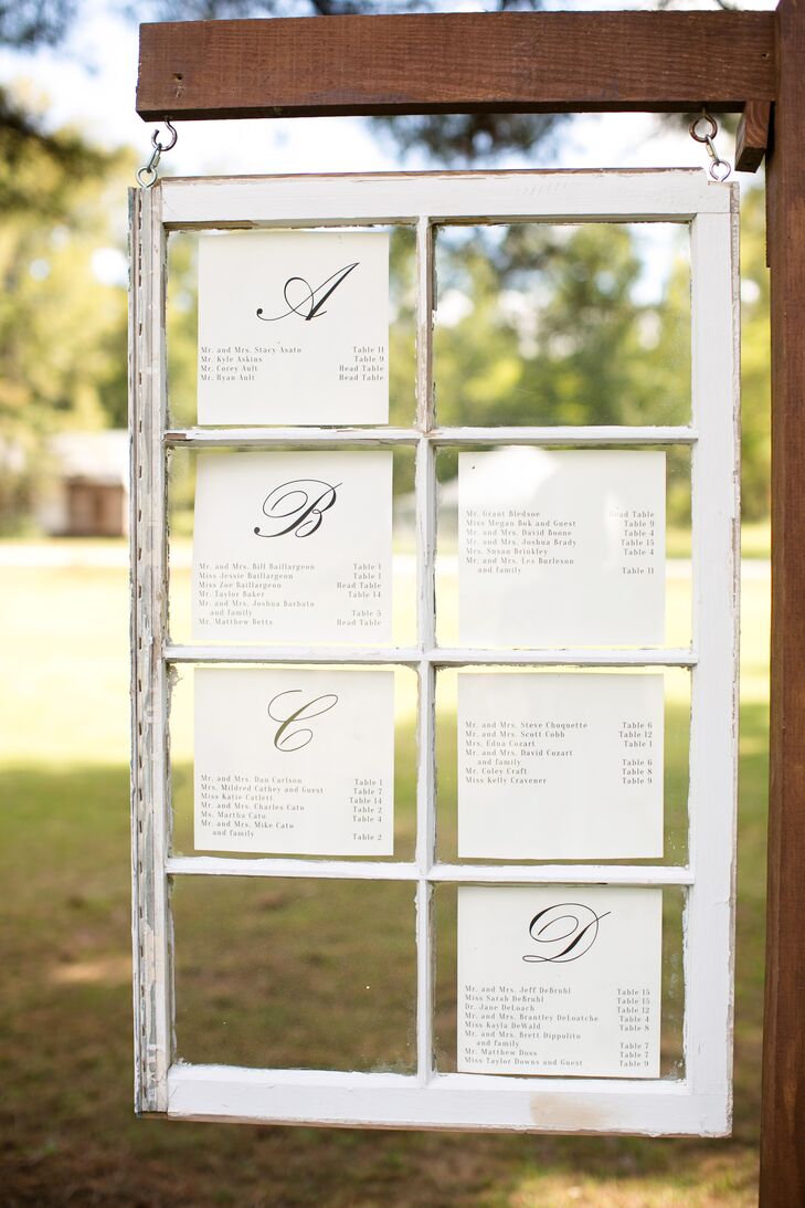 Vintage Window Pane Seating Chart