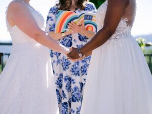 Brides Holding Hands During Wedding Ceremony at Stonetree Golf Club in Novato, California