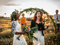 Happy couple on their wedding day.