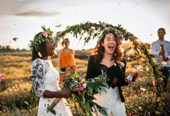 Happy couple on their wedding day.