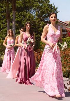Ladivine 7442 V-Neck and Plunge Bridesmaid Dress