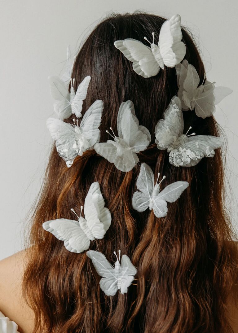 Silk chiffon monarch hair pins