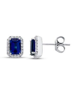 Kay Jewelers Blue & White Lab-Created Sapphire Earrings 10K White Gold Wedding Earring photo