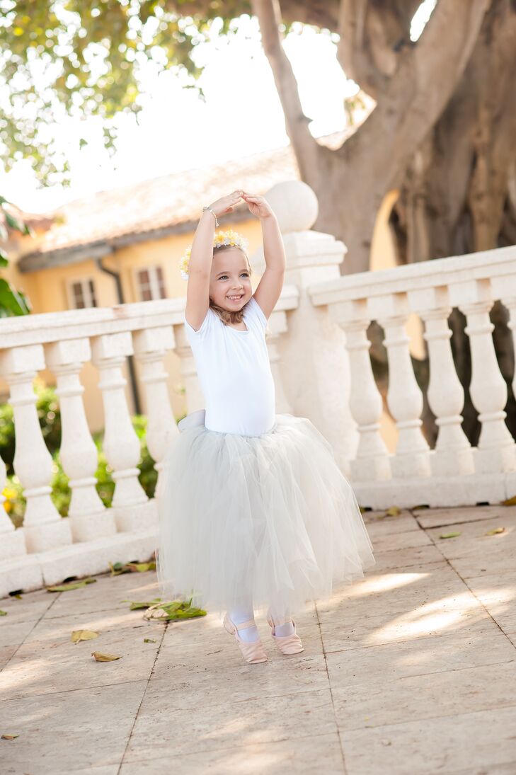 Flower Girl with White Tutu and Ballerina Shoes