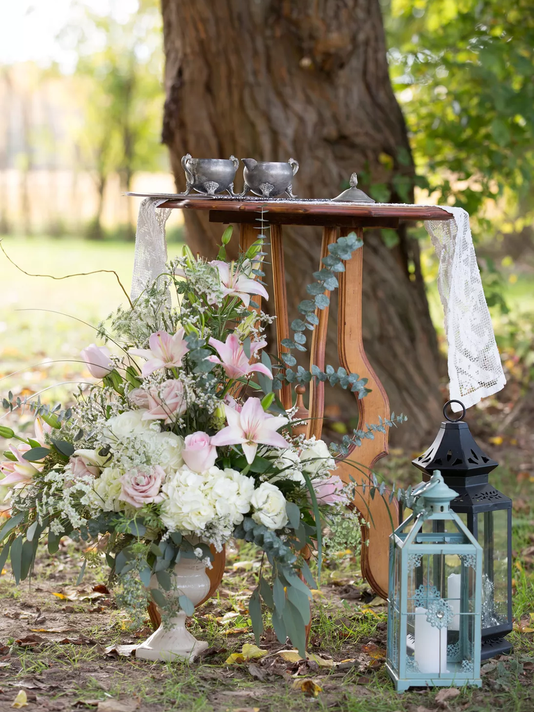 Pretty rustic eucalyptus wedding decor