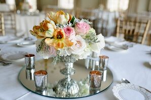 Pedestal Centerpieces with Tulips and English Roses