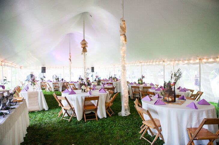 Ivory Reception Tent With Lavender and Natural-Wood Accents