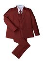 Little Tuxedos "Mason" Kids Burgundy Suit (5-Piece Set) Flower Girl Dress and Ring Bearer Outfit - thumbnail - 1