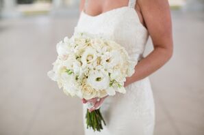 White Rose, Stephanotis, Ranunculus Bouquet