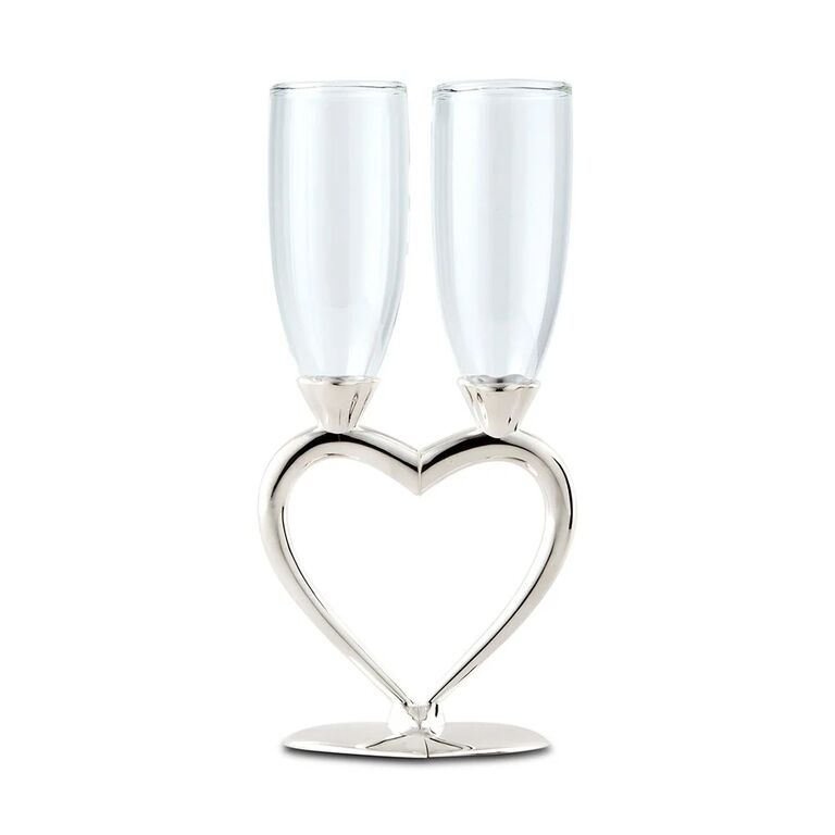 unique wedding champagne flutes with heart shaped stems