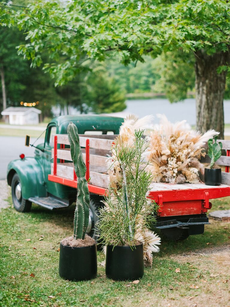 vintage truck decorated with flowers