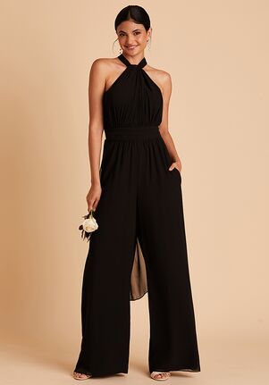 Birdy Grey Gigi Convertible Jumpsuit in Chiffon Black Sweetheart Bridesmaid Dress