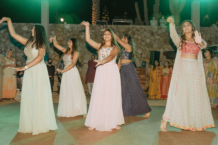 Traditional Dancing at Indian Wedding at Montage Los Cabos in Mexico