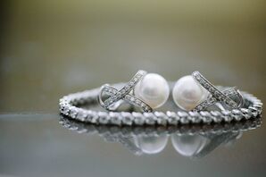 Diamond and Pearl Bridal Jewelry Set