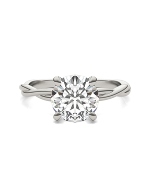 Forever One Moissanite Unique Round Cut Engagement Ring