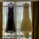 White Ceremony Dress and Blue Reception Dress