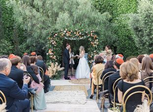 For their wedding, Hayley and Eric Levy wanted to "combine the laid-back, boho ambience of California with the sophisticated, mid-century modern and a