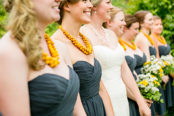 Bridesmaids in Gray and Yellow