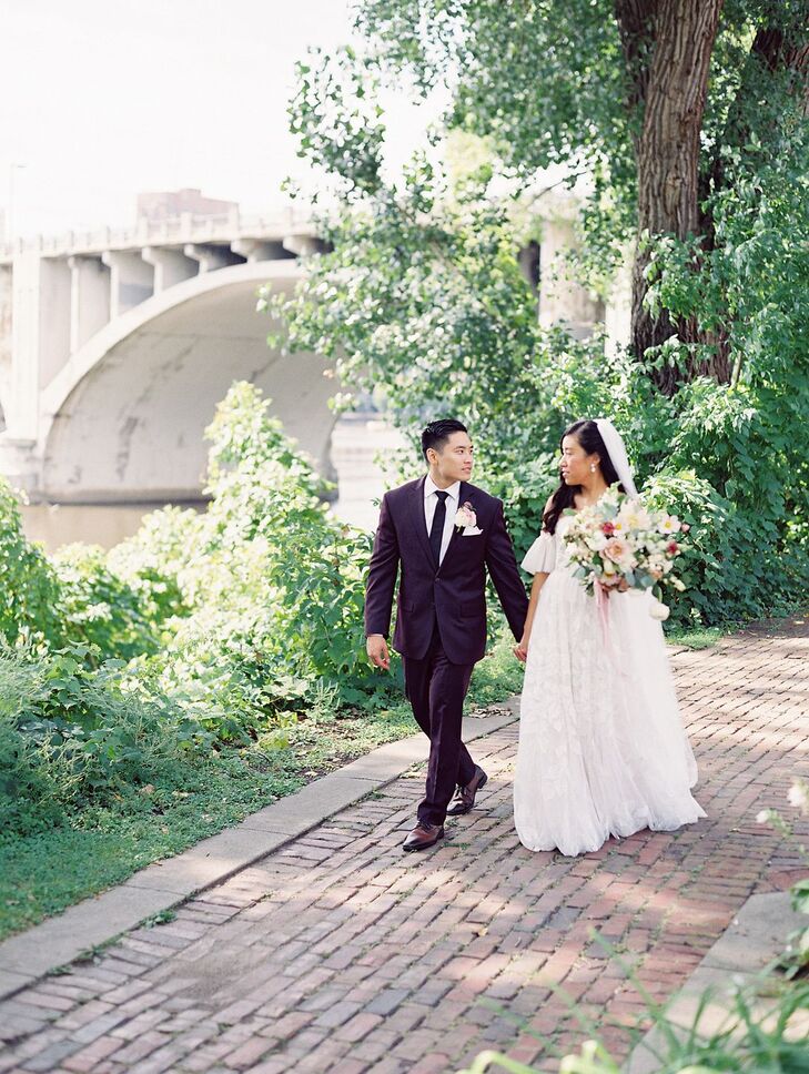 Not only did Sammy and Andy's fall wedding in Minneapolis, Minnesota, have a dreamy blue-and-plum color scheme, a very special VIP, the couple's Yorki