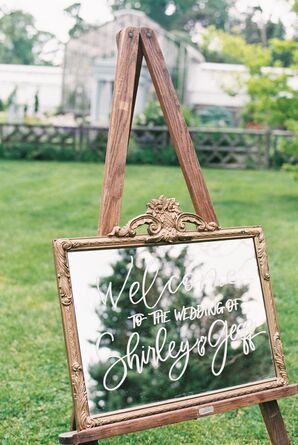 Framed Hand-Lettered Mirror Sign