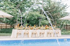 Poolside Reception Table at Cypress House in New Columbia, Pennsylvania