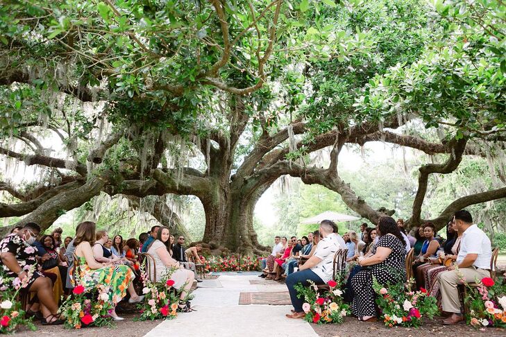 Garden Wedding Ceremony at the Tree of Life in Audubon Park in New Orleans