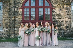 Bridesmaids in Taupe Gowns