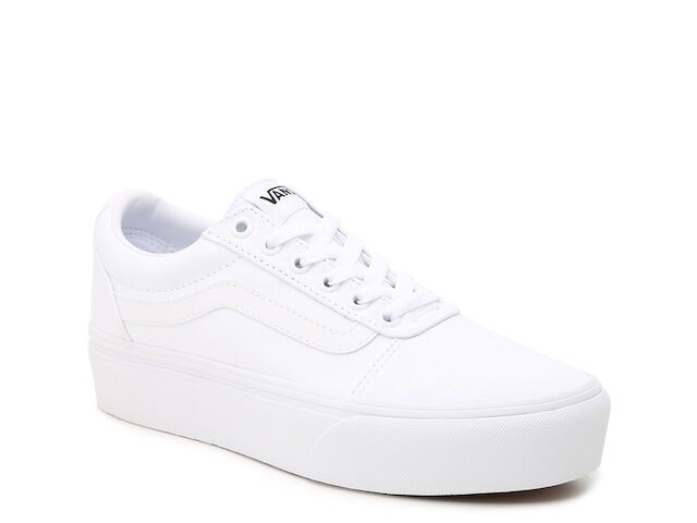 White sneaker with a cushioned fabric inside