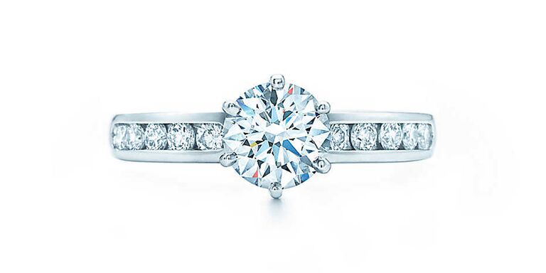 The Tiffany Setting with Diamond Band diamond engagement ring