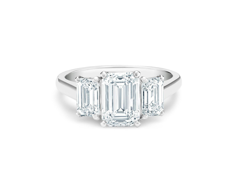 Three stone baguette diamond on platinum band