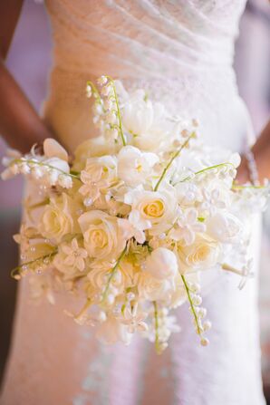 White Hydrangea and Lily of the Valley Bouquet