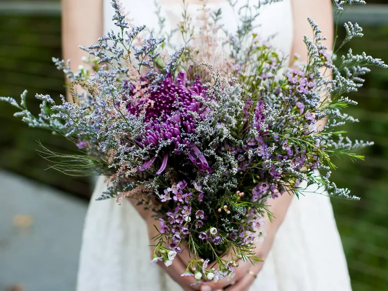 Positively Purple Wildflower Wedding Bouquet Idea