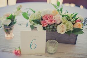 Rustic Centerpiece and Simple Table Number