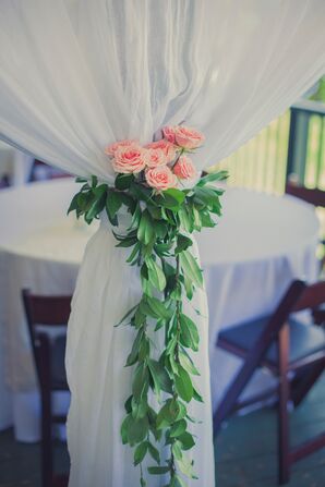 Rose Garland Tied on Drapery