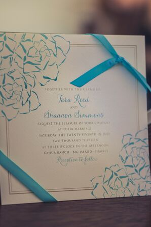White and Blue Floral Wedding Invitations