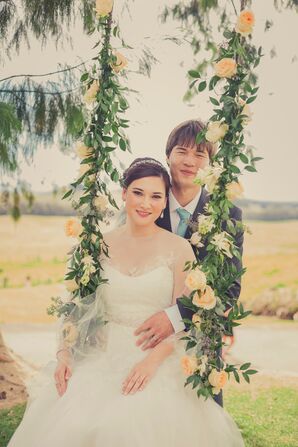 Swing Decorated with Flower Arrangements