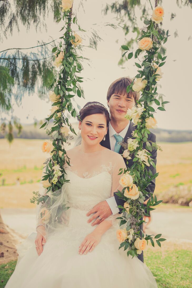 Swing Decorated with Flower Arrangements