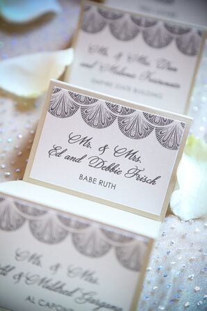 Vintage Gray and White Escort Cards