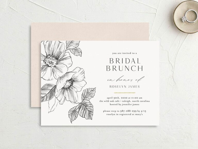 The Knot Artistic Floral Cheap Bridal Shower Invites