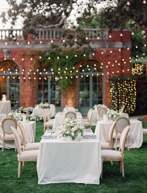 Romantic Neutral-Hued Reception Decor at Filoli Historic House and Garden in Woodside, California