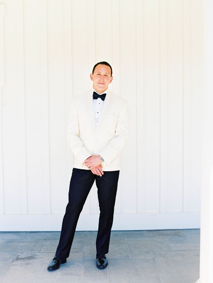 White Custom Tom James Tux with Bow Tie