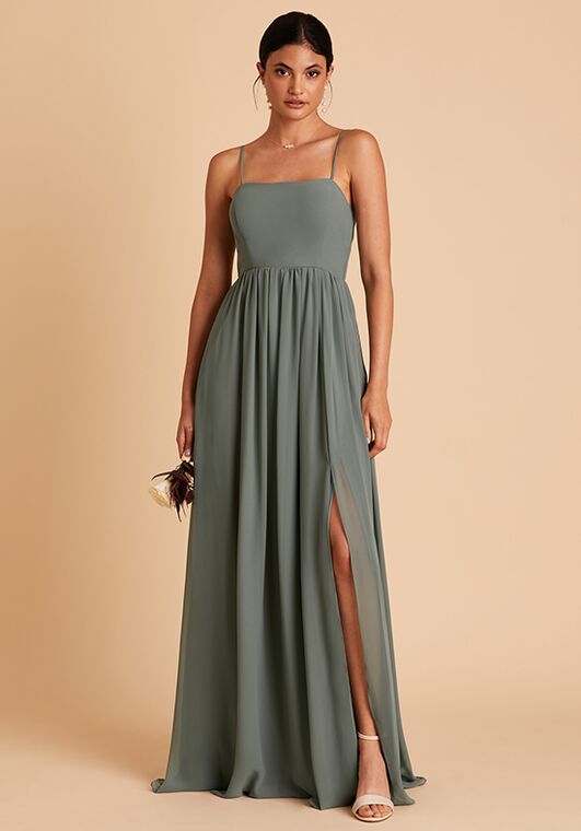 birdy grey Bridesmaid Dress- Chiffon Sea Glass convertible dress Size Small